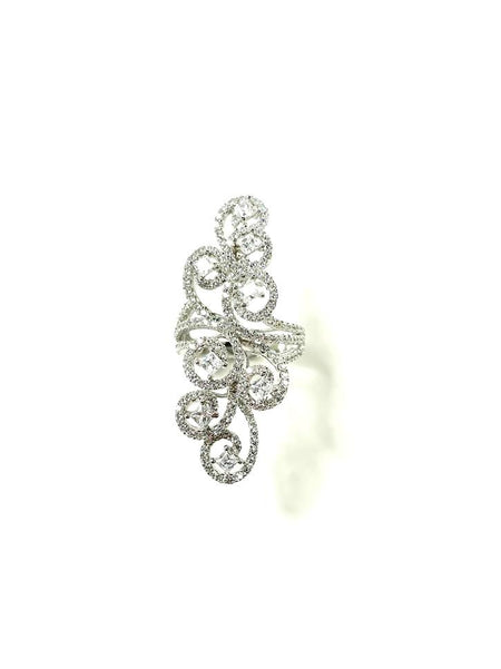 SS CZ Multirow Crossover Ring Size 8