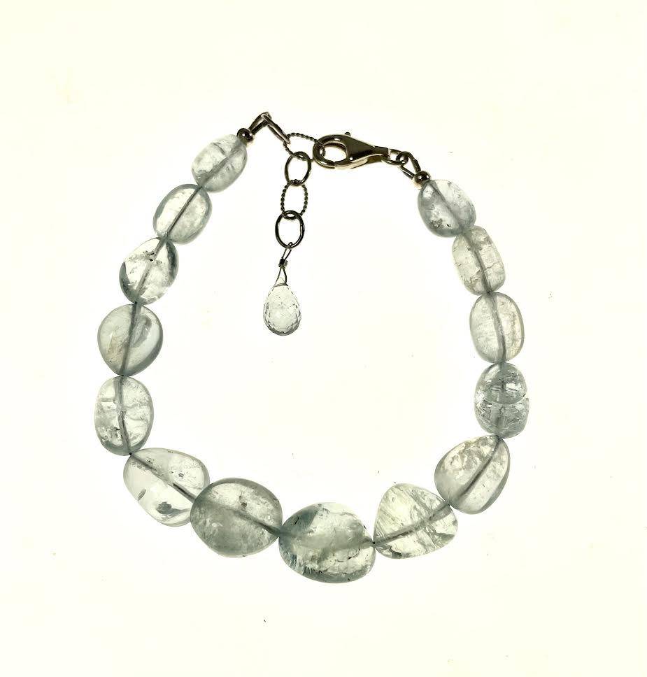SS AAA Aquamarine Nugget Beaded Bracelet