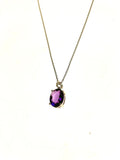 SS Created Amethyst Oval Pendant and Chain