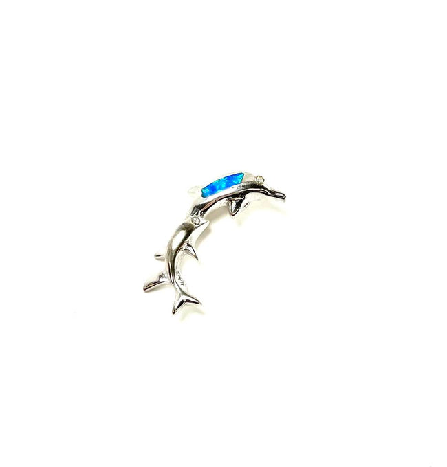 SS Created Opal Two Dolphins Pendant