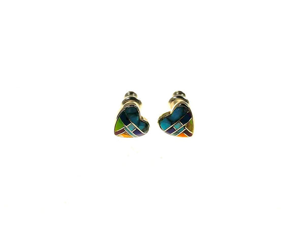 SS Created Opal Multicolor Heart Studs