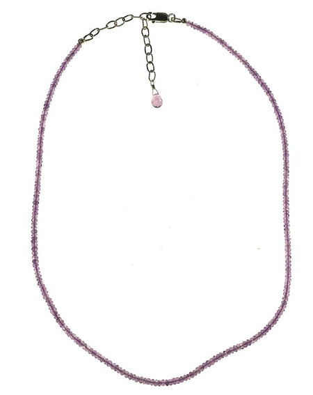 SS Amethyst Beaded Drop Necklace