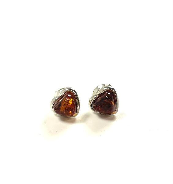 SS Amber Heart Stud Earrings