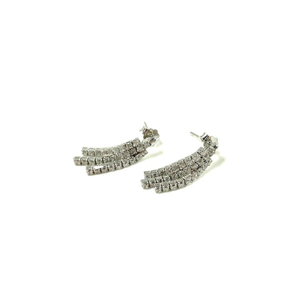 SS CZ Three Row Drop Earrings