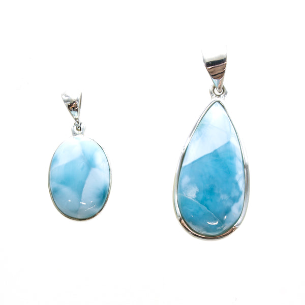 SS Assorted Larimar Bezel Pendants
