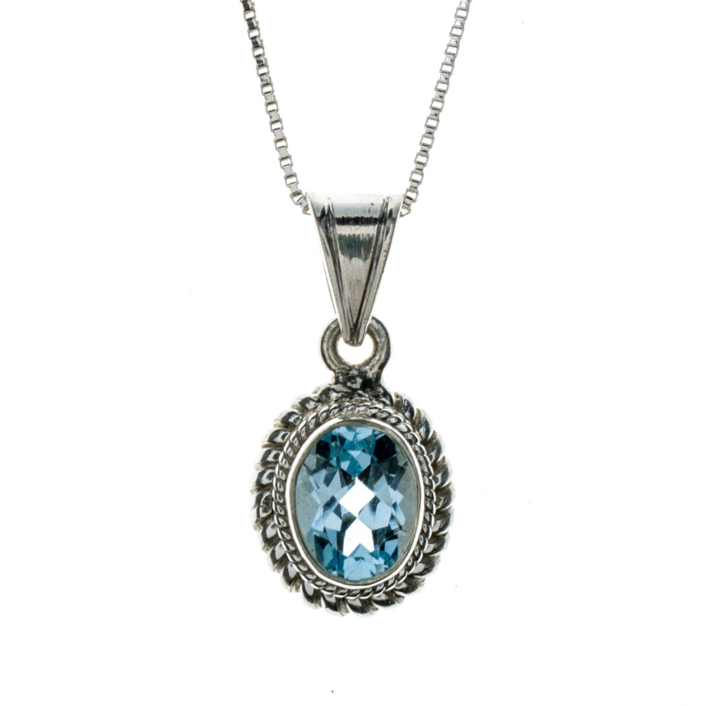 Sterling Silver Blue Topaz Necklace