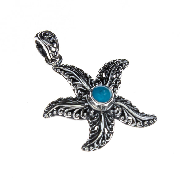 Sterling Silver Turquoise Starfish Pendant