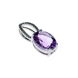 14K White Gold Amethyst Diamond Pendant