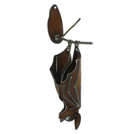 Wall Metal Bat Hanging with Closed Wings Sculpture