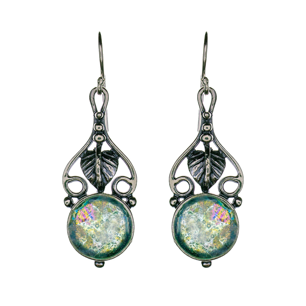 Sterling Silver Roman Glass Earrings