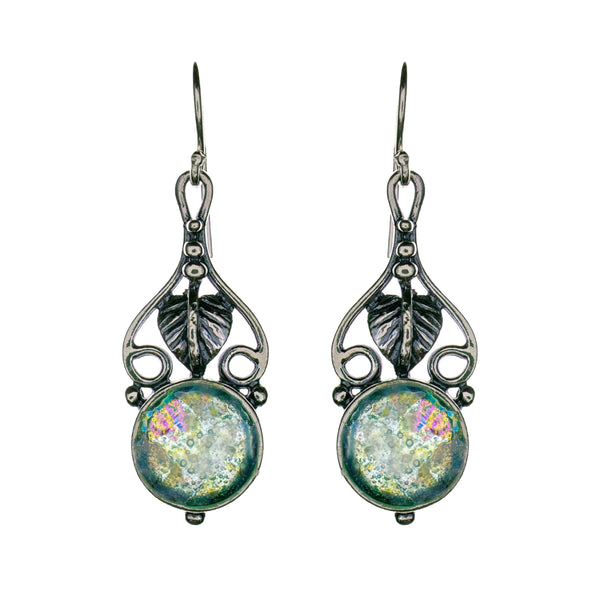 Sterling Silver Roman Glass Earrings