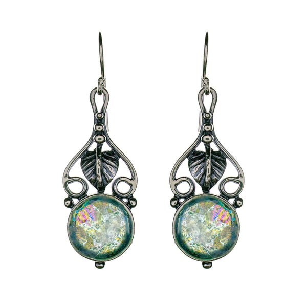 Sterling Silver Roman Glass Earrings