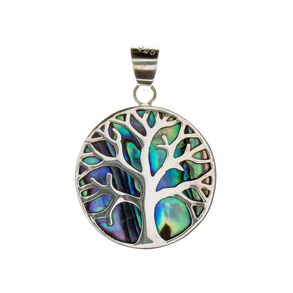 Sterling Silver Abalone Shell Tree of Life Pendant