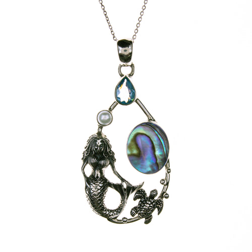 Sterling Silver Abalone Shell Mermaid Necklace