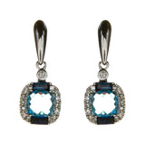 14K White Gold Blue Topaz 2 Tone Earrings