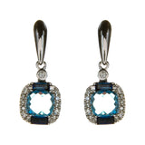 14K White Gold Blue Topaz 2 Tone Earrings