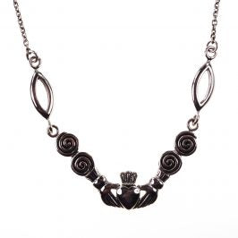 Sterling Silver Celtic Claddagh Swirl Necklace