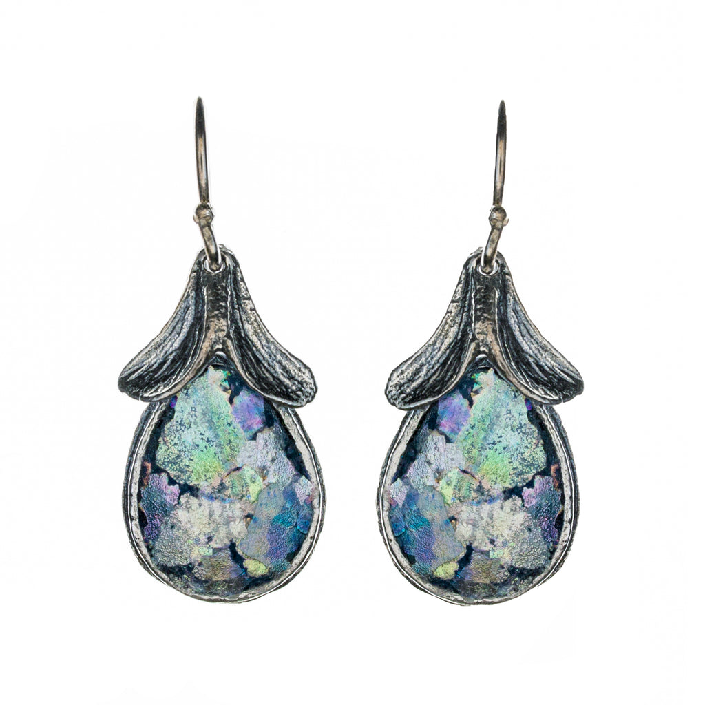 Sterling Silver Roman Glass Earrings