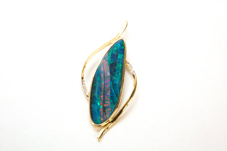 14K Created Opal Segmented Ring Size 8
