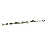 Sterling Silver Moldavite Nugget Toggle Bracelet