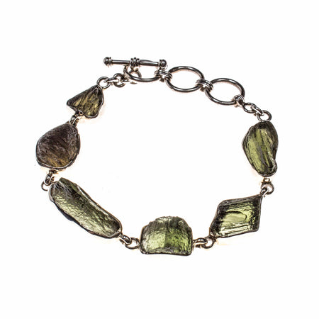 Sterling Silver Gradated Variscite Oval Link Bracelet