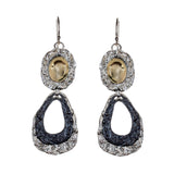 Sterling Silver 14K Yellow Gold Oxidized Earrings