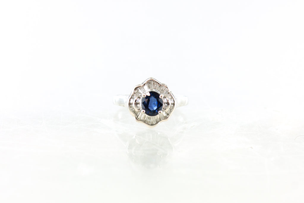 14KW Sapphire and Diamond Ring Size 7