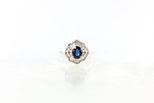 14KW Sapphire and Diamond Ring Size 7