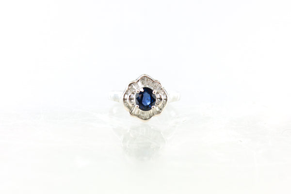 14KW Sapphire and Diamond Ring Size 7