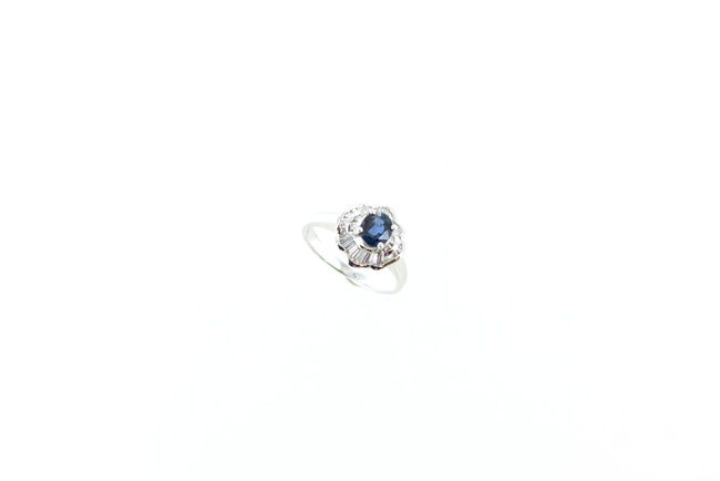 14KW Sapphire and Diamond Ring Size 7