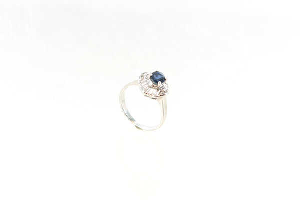 14KW Sapphire and Diamond Ring Size 7