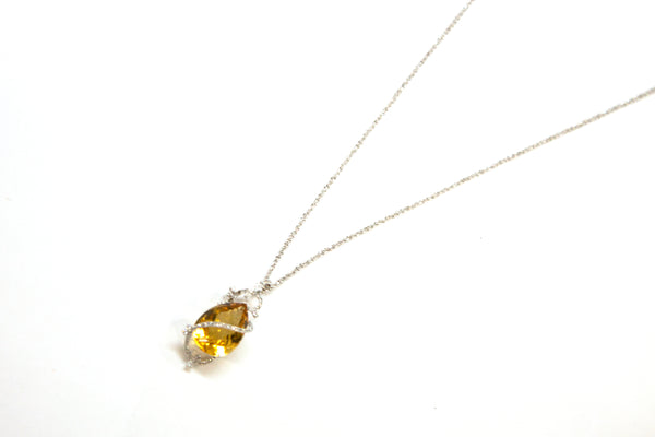 14KW Citrine Pear Twist Necklace