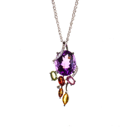 14K Yellow Gold Peridot Tsavorite Necklace