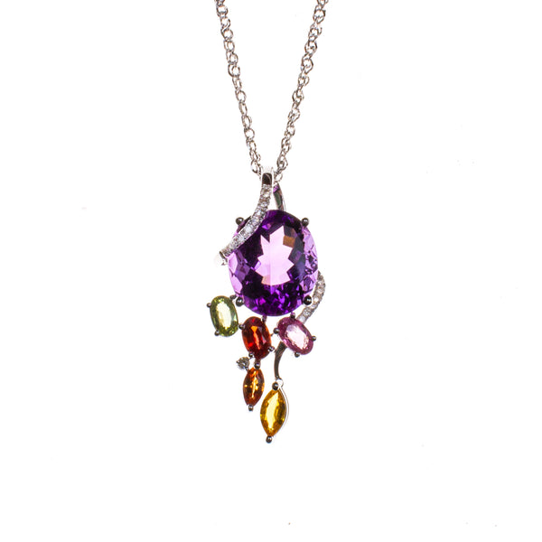 14K Amethyst Spring Leaves Necklace