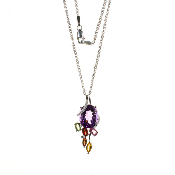 14K Amethyst Spring Leaves Necklace