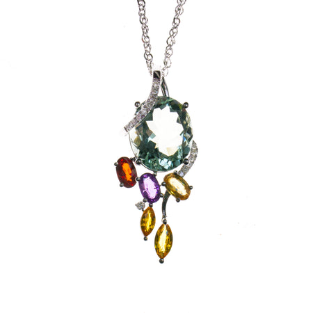 14K Yellow Gold Peridot Tsavorite Necklace