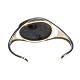 SS Green Amber Nugget Cuff Bracelet