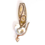 SS Crazy Lace Agate, Shell & Pearl Pin/Pendant