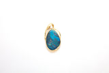 14K Boulder Opal and Diamond Pear Pendant