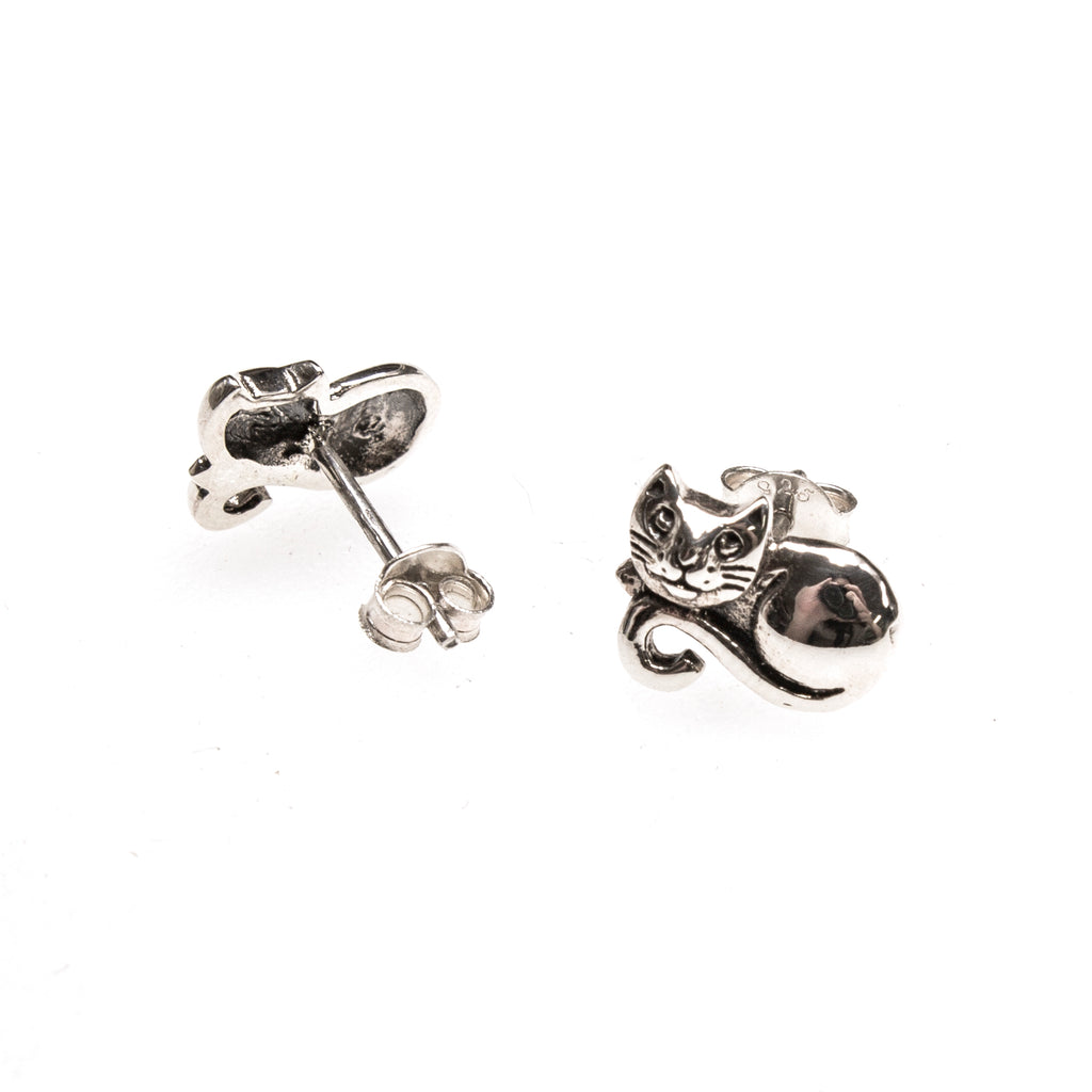 SS Sitting Cat Stud Earrings