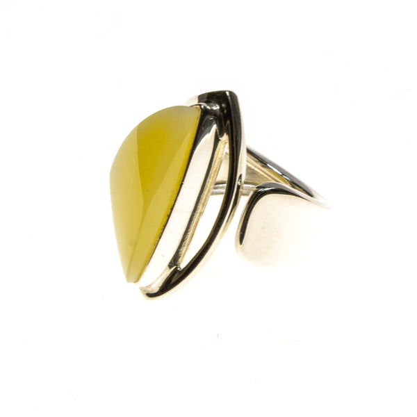 SS Butterscotch Amber Nugget Ring