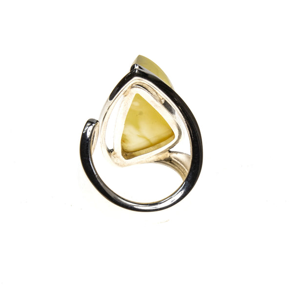 SS Butterscotch Amber Nugget Ring