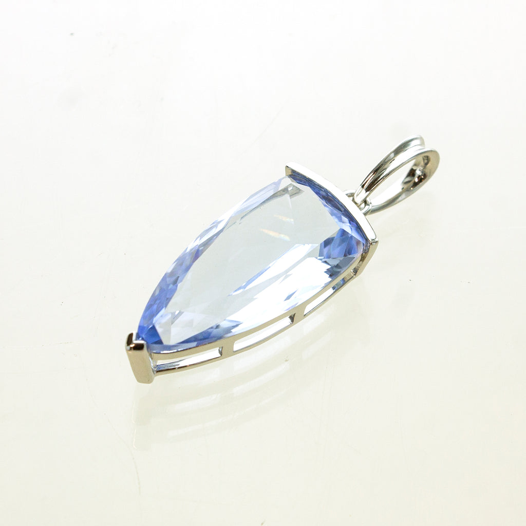 SS Blue Quartz Trillion Pendant