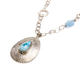 SS Larimar Pear Cobblestone Texture Necklace