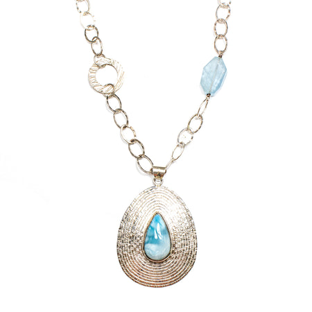 SS Created Aquamarine Oval Necklace