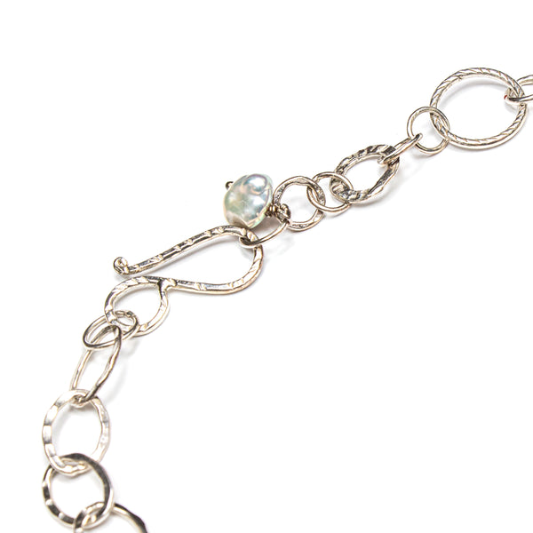 SS Larimar Pear Cobblestone Texture Necklace