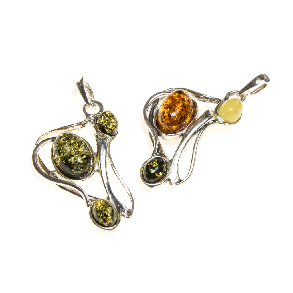 SS Tangled Amber Ovals Pendant