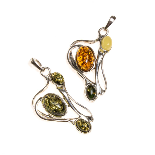 SS Tangled Amber Ovals Pendant