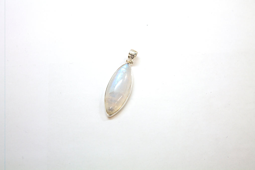 SS Rainbow Moonstone Bezel Pendant