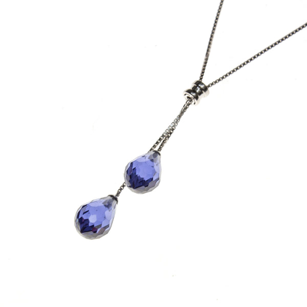 SS Created Tanzanite Lariat Necklace
